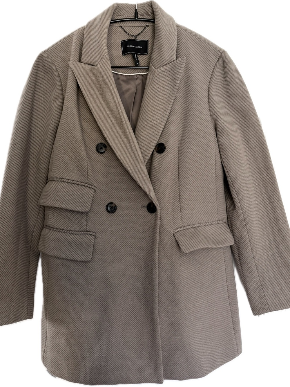 BCBGMaxAzria Taupe Double-Breasted Blazer Jacket